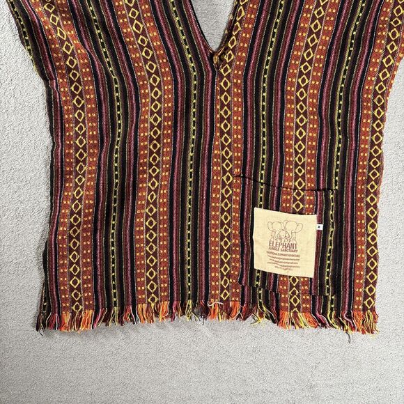 Elephant Jungle Sanctuary Woven Tunic Top Women’s Size M Colorful Aztec Hippie - Picture 3 of 11